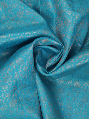 Sky Blue Floral Woven Pure Kanchipuram Silk Saree - Diadem