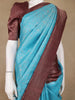 Sky Blue Floral Woven Pure Kanchipuram Silk Saree - Diadem
