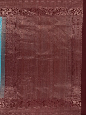 Sky Blue Floral Woven Pure Kanchipuram Silk Saree - Diadem
