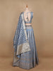 Sky Blue Banarasi Silk Mirror Work Bridesmaids Lehenga - Diadem