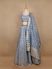 Sky Blue Banarasi Silk Mirror Work Bridesmaids Lehenga - Diadem