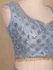 Sky Blue Banarasi Silk Mirror Work Bridesmaids Lehenga - Diadem