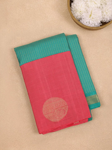 Sky Blue Checkered Woven Pure Kanchipuram Silk Saree - Diadem