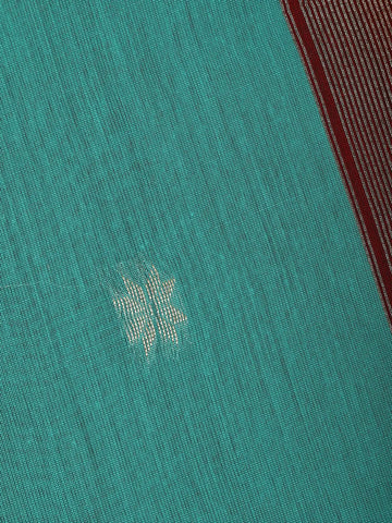 Sky Blue Floral Butta Fancy Cotton Saree - Diadem