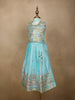 Sky Blue Floral Designed Chiffon Lehenga - Diadem