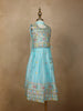 Sky Blue Floral Designed Chiffon Lehenga - Diadem