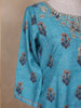 Sky Blue Floral Designed Cotton Rayon Salwar Suit - Diadem