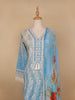 Sky Blue Floral Designed Cotton Salwar Suit - Diadem