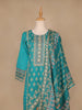 Sky Blue Floral Designed Cotton Salwar Suit - Diadem
