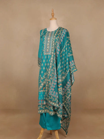 Sky Blue Floral Designed Cotton Salwar Suit - Diadem