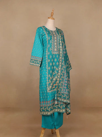 Sky Blue Floral Designed Cotton Salwar Suit - Diadem