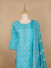 Sky Blue Floral Designed Cotton Salwar Suit - Diadem