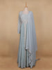 Sky Blue Floral Designed Georgette Gown - Diadem