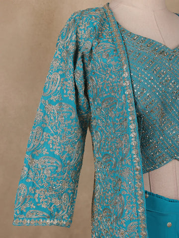 Sky Blue Floral Designed Georgette Palazzo Salwar Suit - Diadem