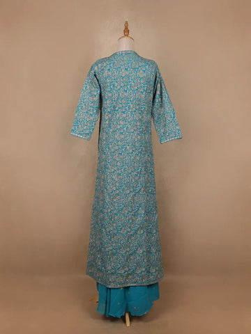 Sky Blue Floral Designed Georgette Palazzo Salwar Suit - Diadem