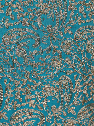 Sky Blue Floral Designed Georgette Palazzo Salwar Suit - Diadem