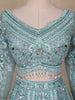Sky Blue Floral Embroidered Net Lehenga for Brides - Diadem