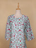 Sky Blue Floral Printed Cotton Kurti - Diadem