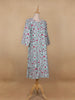 Sky Blue Floral Printed Cotton Kurti - Diadem