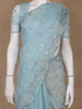 Sky Blue Floral Sequin Embroidered Organza Designer Saree - Diadem
