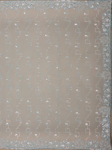 Sky Blue Floral Sequin Embroidered Organza Designer Saree - Diadem