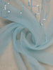 Sky Blue Floral Sequin Embroidered Organza Designer Saree - Diadem