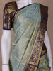 Sky Blue Floral Woven Pure Kanchipuram Silk Saree - Diadem