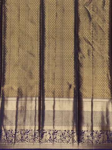 Sky Blue Floral Woven Pure Kanchipuram Silk Saree - Diadem