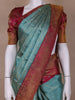 Sky Blue Floral Woven Pure Kanchipuram Silk Saree - Diadem