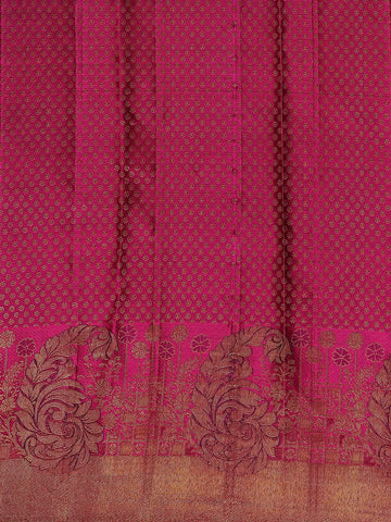 Sky Blue Floral Woven Pure Kanchipuram Silk Saree - Diadem