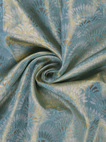 Sky Blue Floral Woven Pure Kanchipuram Silk Saree - Diadem