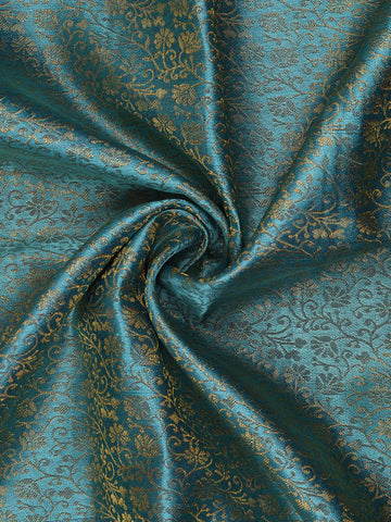 Sky Blue Floral Woven Pure Kanchipuram Silk Saree - Diadem