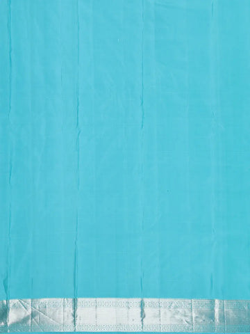 Sky Blue Floral Woven Pure Kanchipuram Silk Saree - Diadem