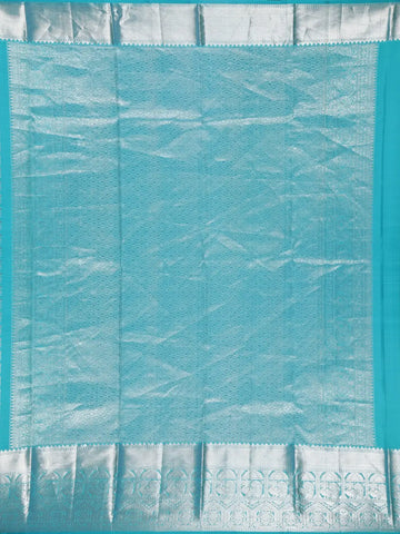 Sky Blue Floral Woven Pure Kanchipuram Silk Saree - Diadem
