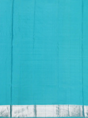 Sky Blue Floral Woven Pure Kanchipuram Silk Saree - Diadem