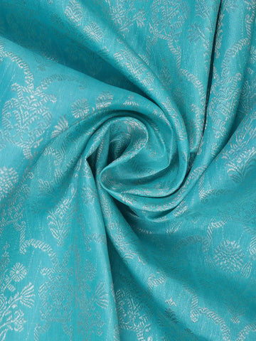 Sky Blue Floral Woven Pure Kanchipuram Silk Saree - Diadem