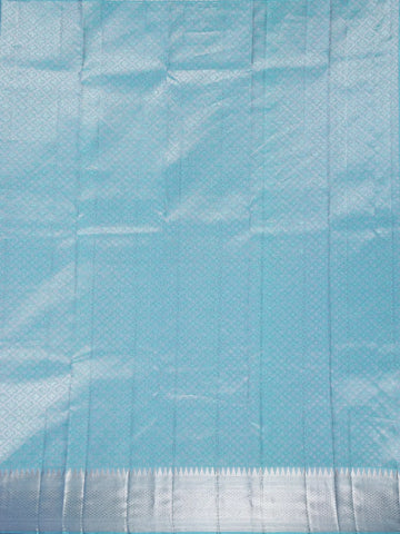 Sky Blue Floral Woven Pure Kanchipuram Silk Saree - Diadem