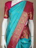 Sky Blue Floral Woven Pure Kanchipuram Silk Saree - Diadem