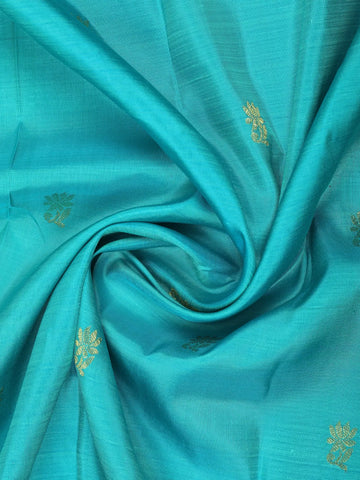 Sky Blue Floral Woven Pure Kanchipuram Silk Saree - Diadem