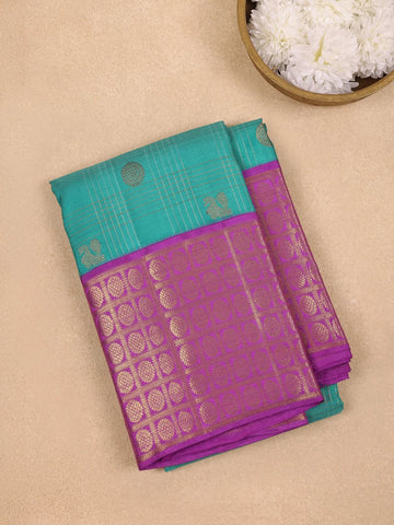 Sky Blue Peacock Woven Pure Kanchipuram Silk Saree - Diadem