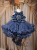 Slate Blue Floral Layered Design Net Ruffle Frock