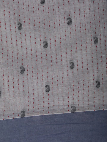 Slate Grey Paislay Design Cotton Saree - Diadem
