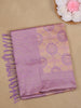 Soft Peach Floral Woven Art Silk Saree with Lavender Border