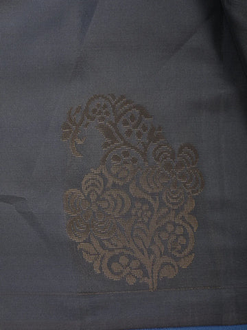 Steel Grey Floral Design Zari Woven Soft Silk Saree - Diadem