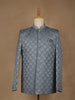 Steel Blue Geometric Design Men's Suit - Diadem