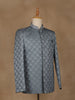 Steel Blue Geometric Design Men's Suit - Diadem