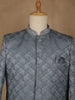 Steel Blue Geometric Design Men's Suit - Diadem