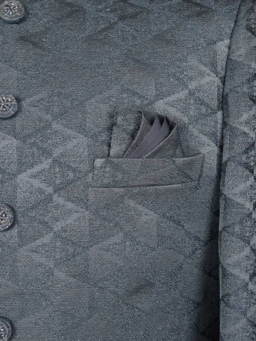 Steel Blue Geometric Design Men's Suit - Diadem