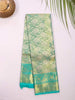 Teal Green Pure Kanchipuram Bridal Silk Saree with Floral Motif & Zari Border - Diadem
