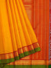 Mustard Yellow Pure Kanchipuram Pattu Saree with Plain Body and Double Color Zari Border - Diadem